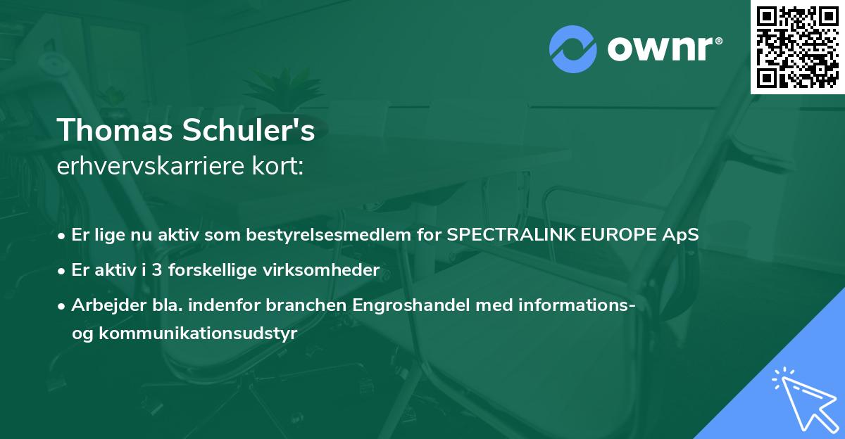 Thomas Schuler's erhvervskarriere kort