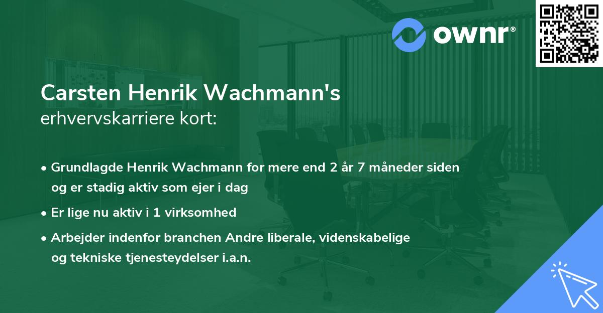 Carsten Henrik Wachmann's erhvervskarriere kort