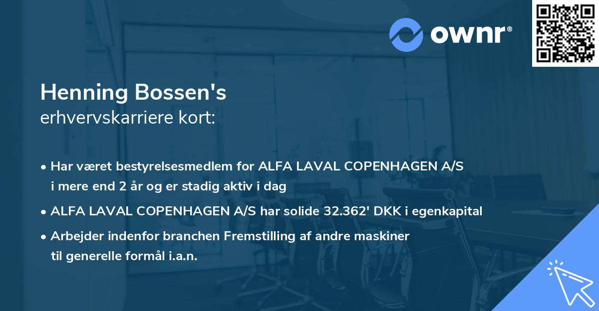 Henning Bossen's erhvervskarriere kort