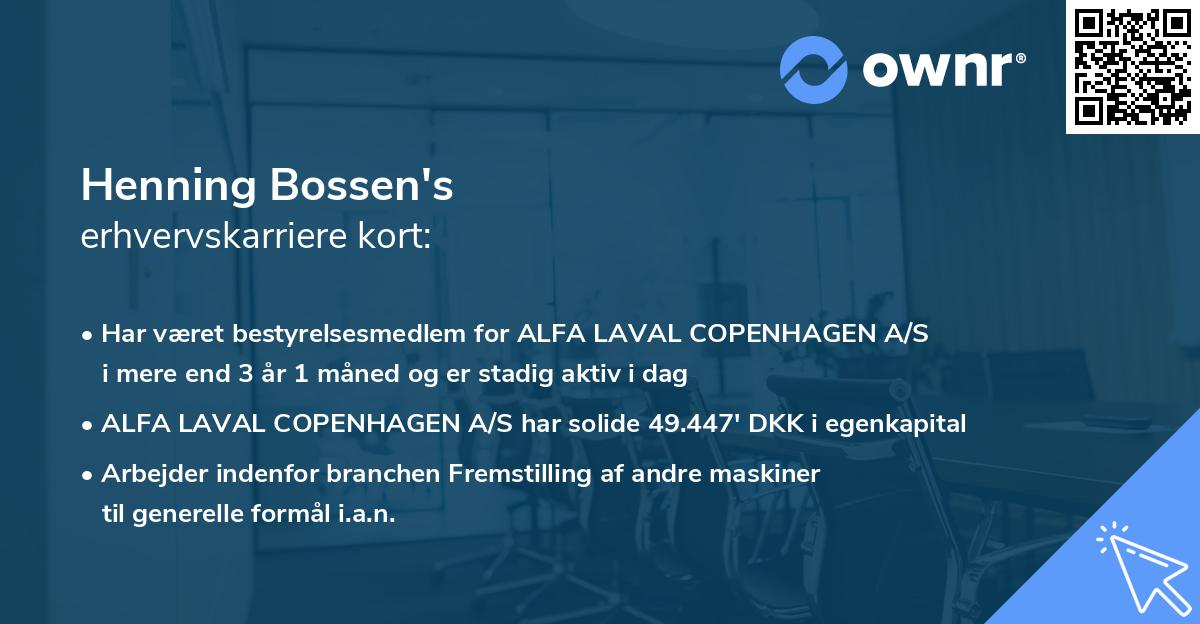Henning Bossen's erhvervskarriere kort