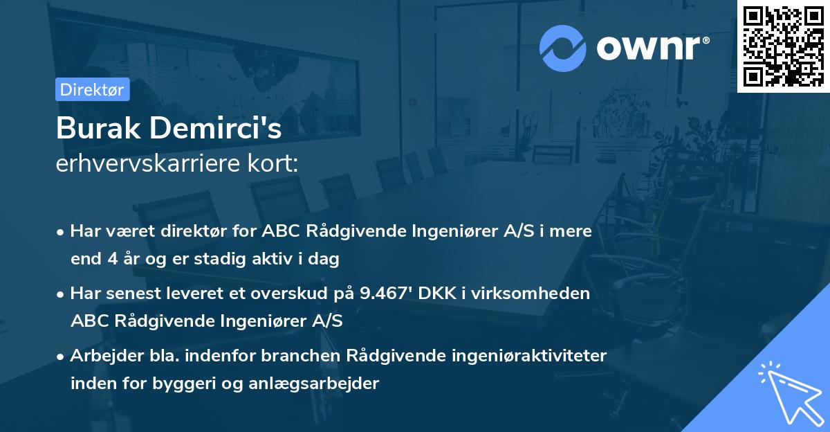 Burak Demirci's erhvervskarriere kort