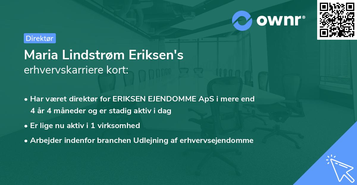 Maria Lindstrøm Eriksen's erhvervskarriere kort