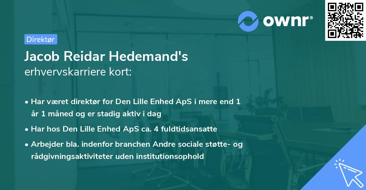 Jacob Reidar Hedemand's erhvervskarriere kort