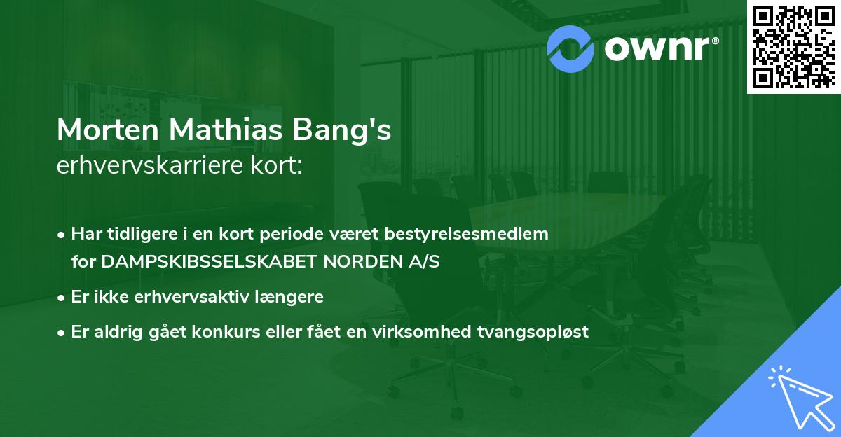 Morten Mathias Bang's erhvervskarriere kort