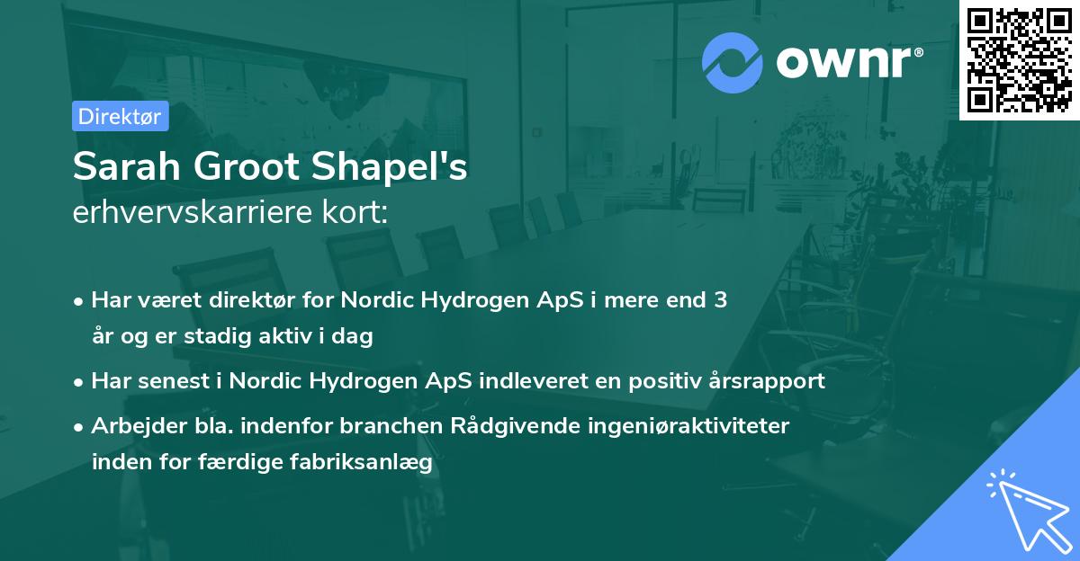 Sarah Groot Shapel's erhvervskarriere kort