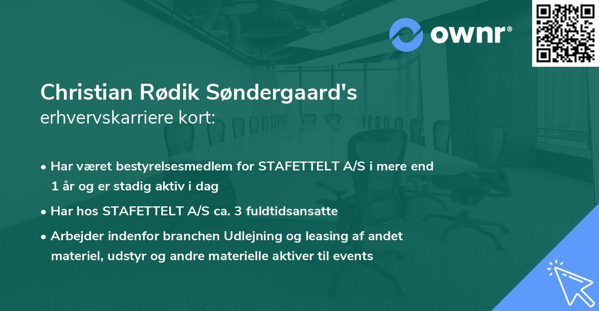 Christian Rødik Søndergaard's erhvervskarriere kort