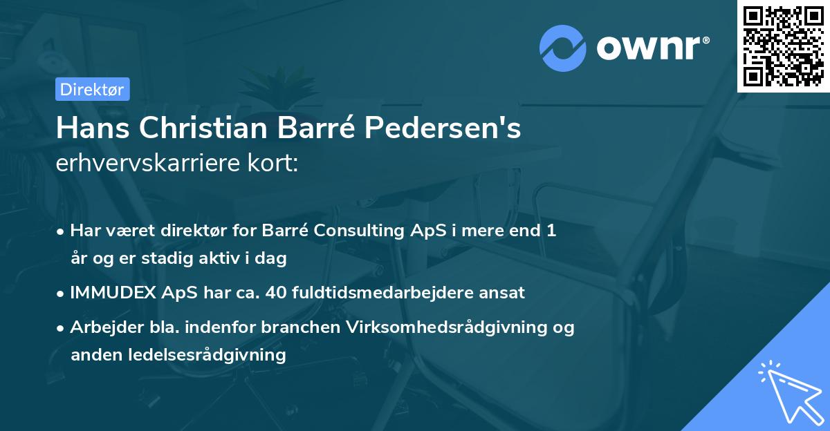 Hans Christian Barré Pedersen's erhvervskarriere kort