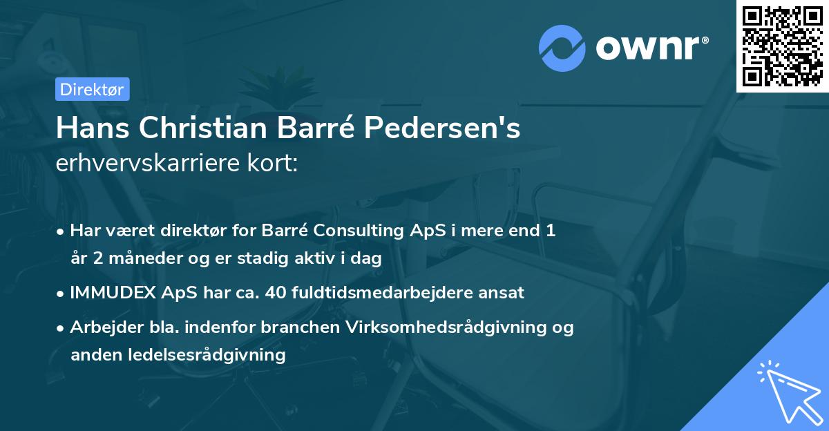 Hans Christian Barré Pedersen's erhvervskarriere kort
