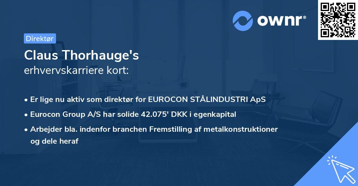 Claus Thorhauge's erhvervskarriere kort