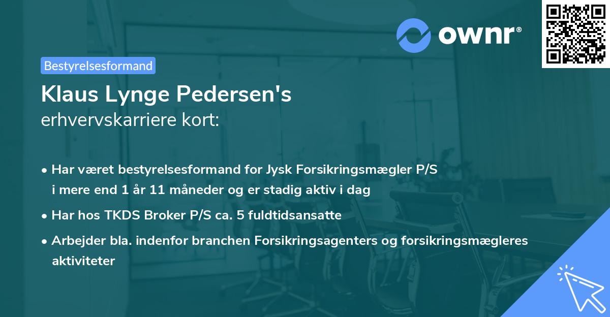 Klaus Lynge Pedersen's erhvervskarriere kort