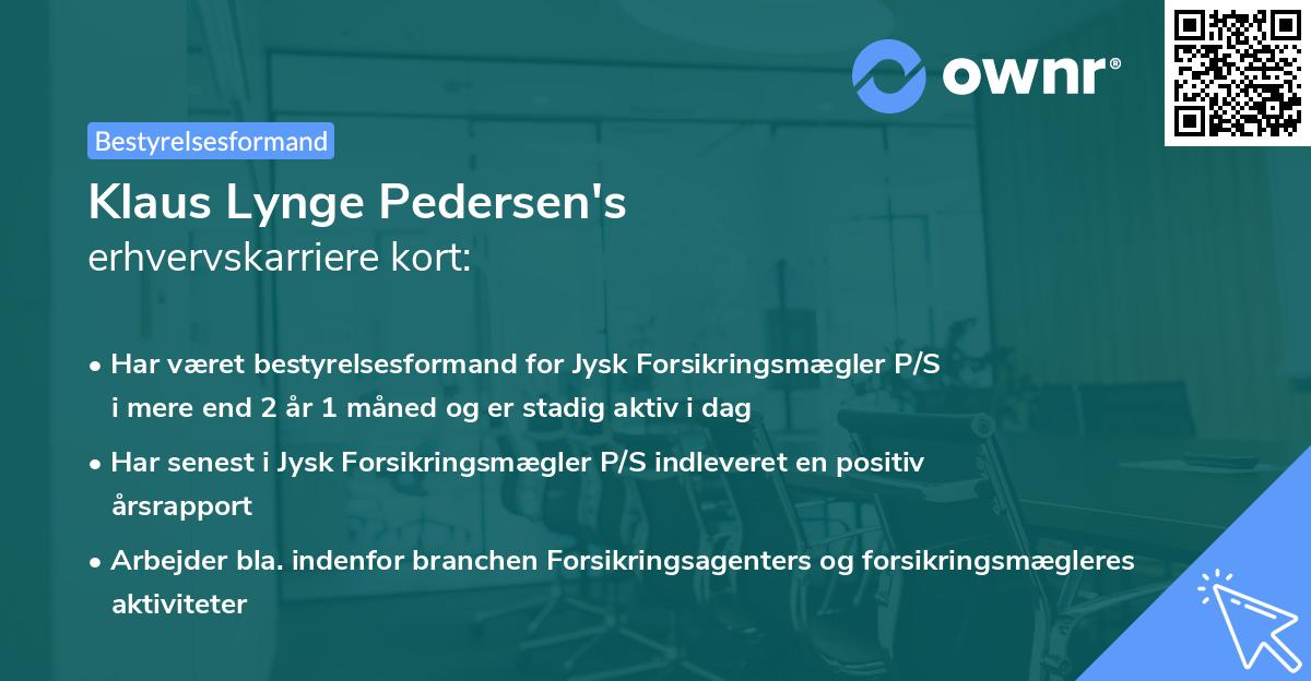 Klaus Lynge Pedersen's erhvervskarriere kort