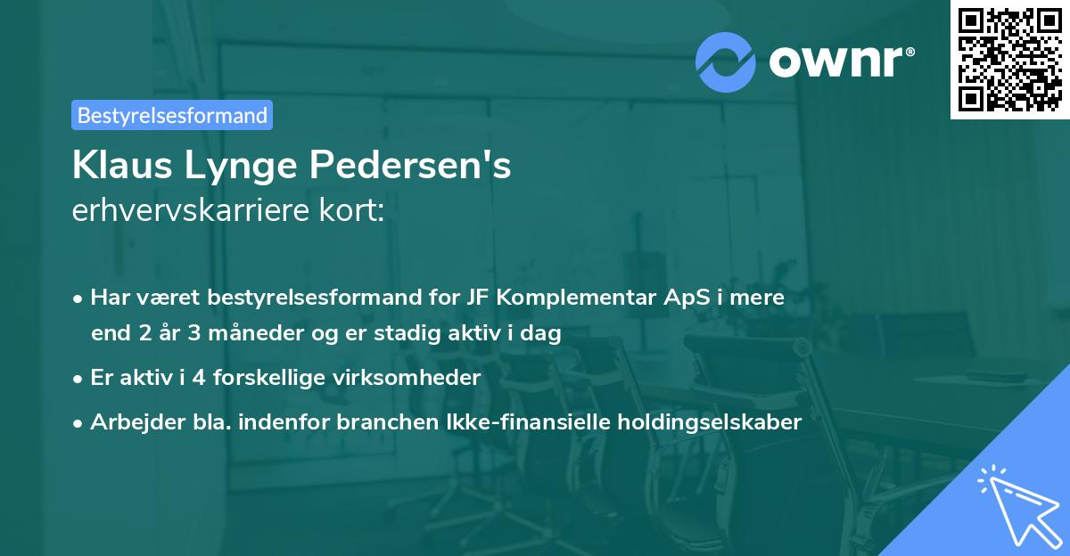 Klaus Lynge Pedersen's erhvervskarriere kort