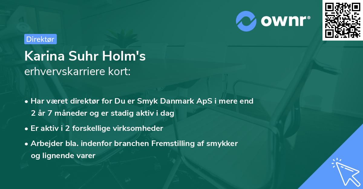 Karina Suhr Holm's erhvervskarriere kort