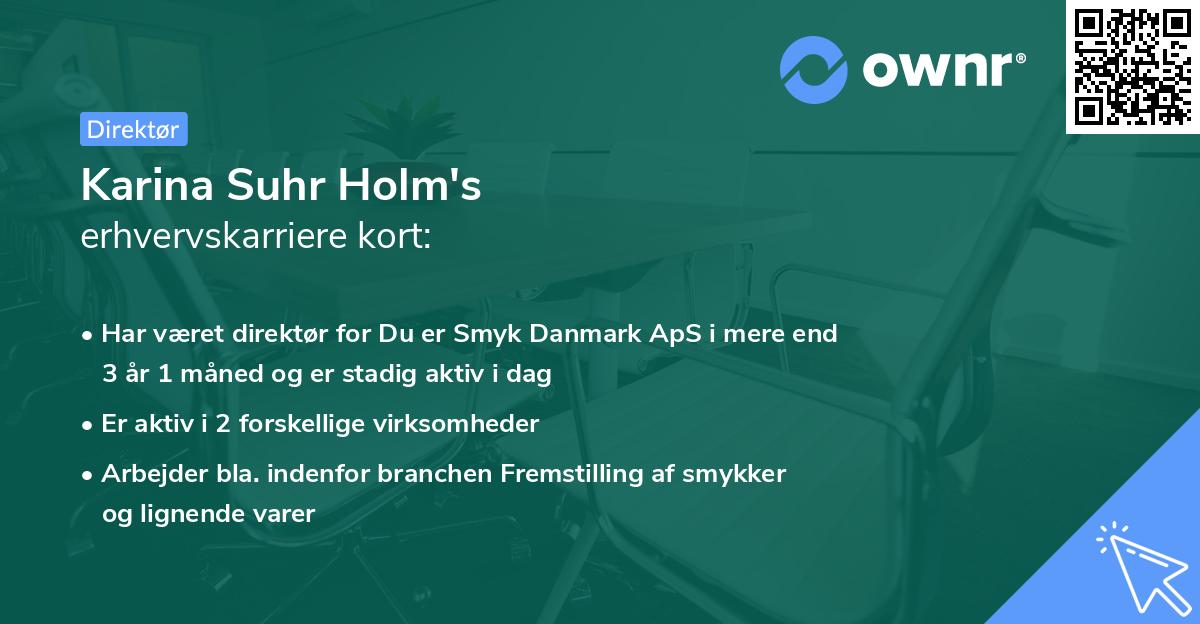 Karina Suhr Holm's erhvervskarriere kort