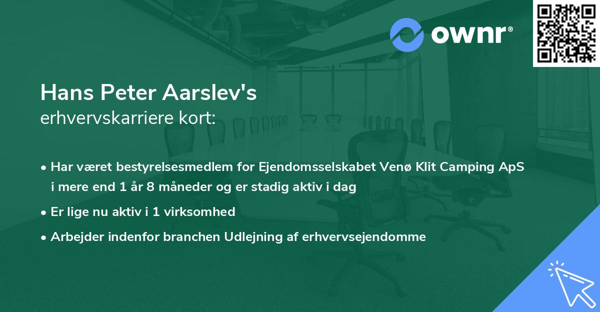 Hans Peter Aarslev's erhvervskarriere kort