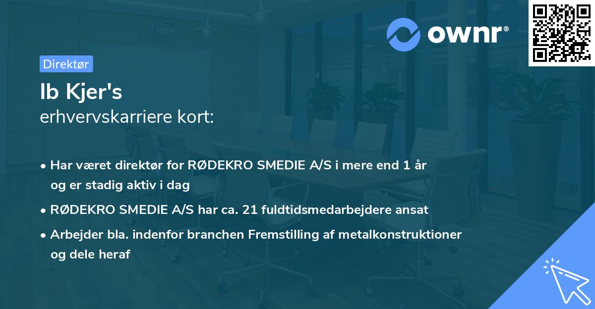 Ib Kjer's erhvervskarriere kort