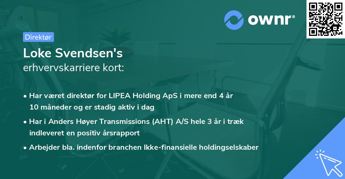 Loke Svendsen's erhvervskarriere kort