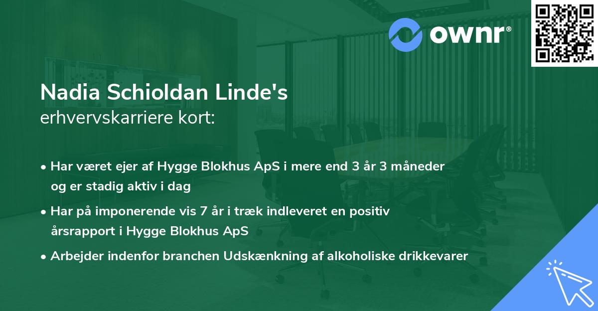 Nadia Schioldan Linde's erhvervskarriere kort