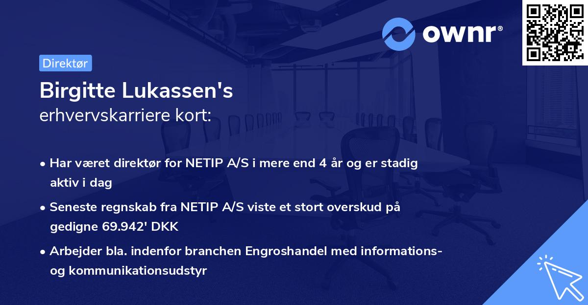 Birgitte Lukassen's erhvervskarriere kort