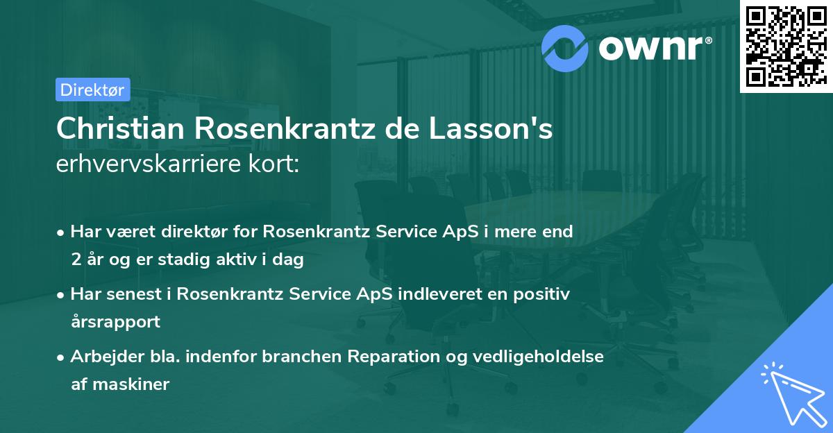 Christian Rosenkrantz de Lasson's erhvervskarriere kort