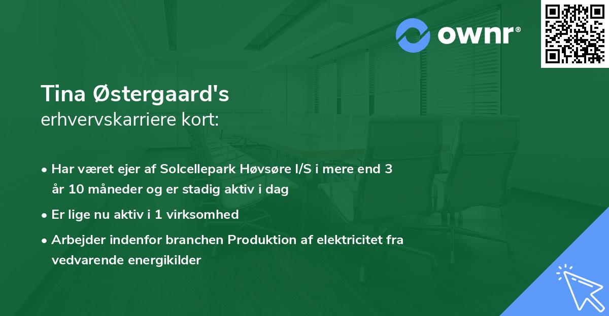 Tina Østergaard's erhvervskarriere kort
