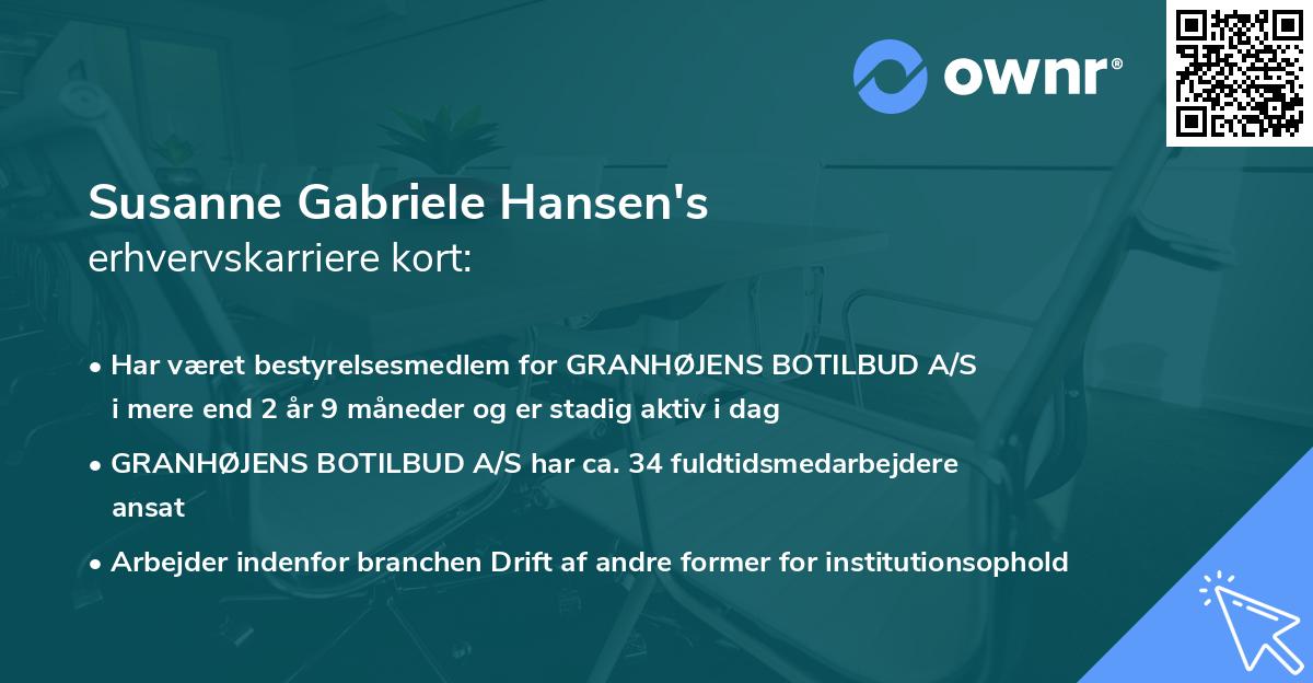 Susanne Gabriele Hansen's erhvervskarriere kort