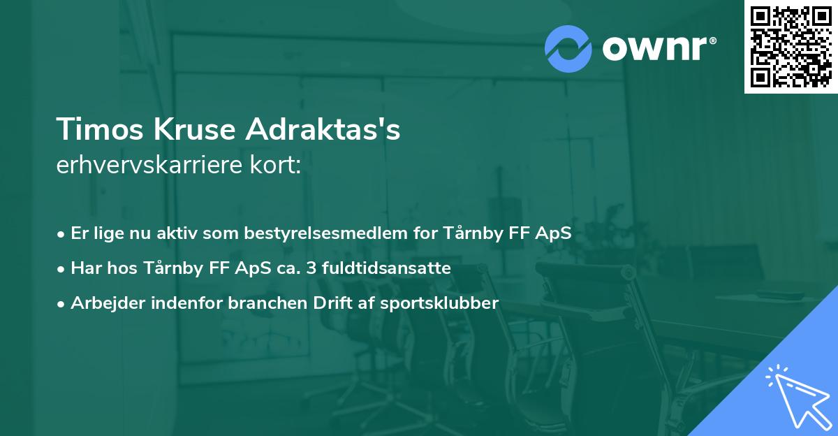 Timos Kruse Adraktas's erhvervskarriere kort