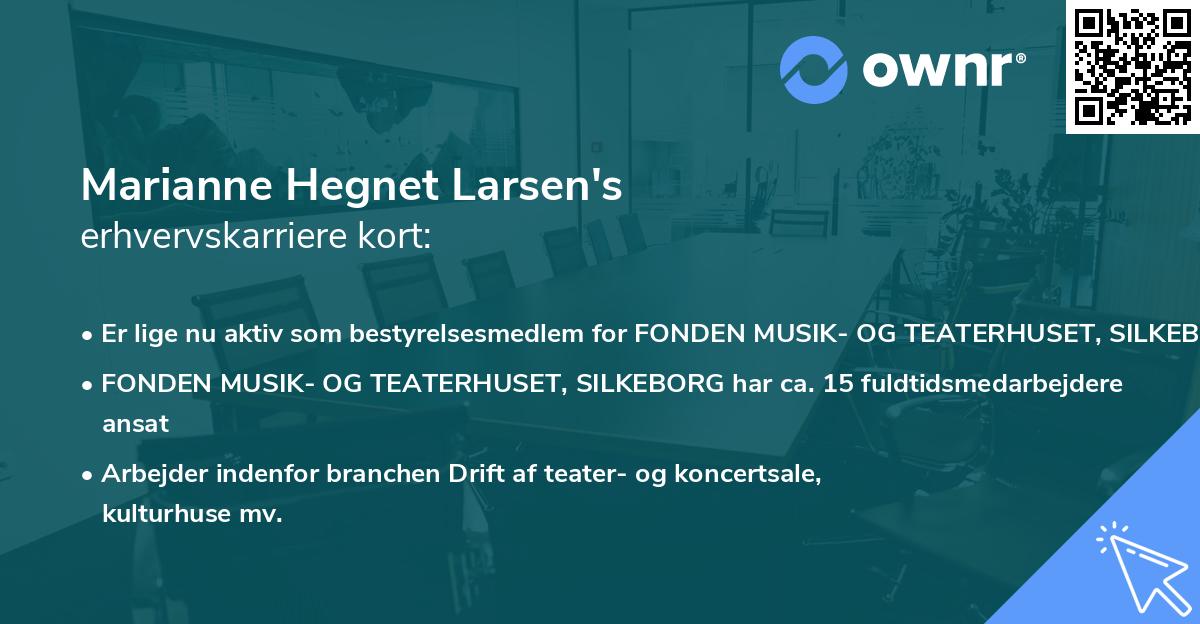 Marianne Hegnet Larsen's erhvervskarriere kort