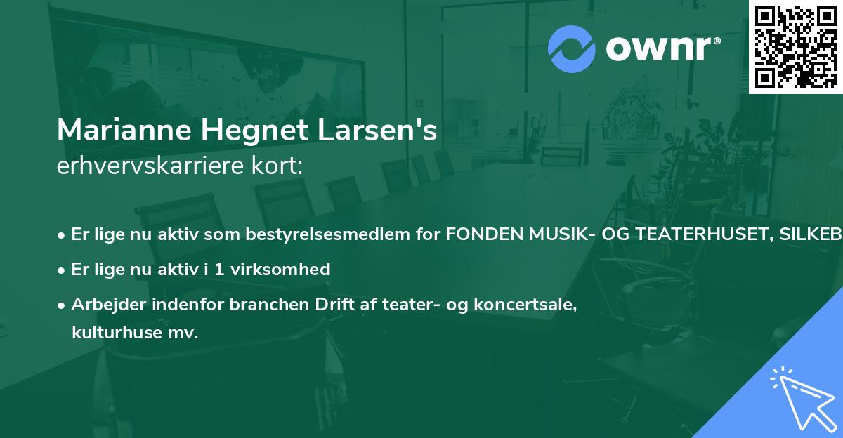 Marianne Hegnet Larsen's erhvervskarriere kort