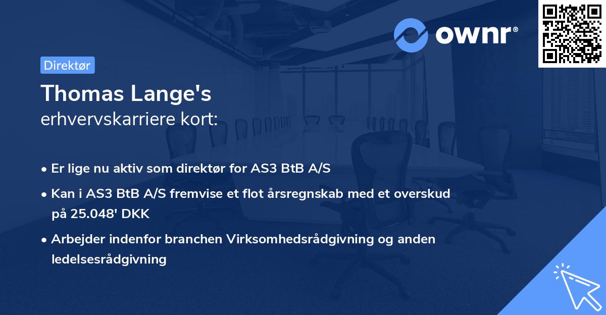 Thomas Lange's erhvervskarriere kort