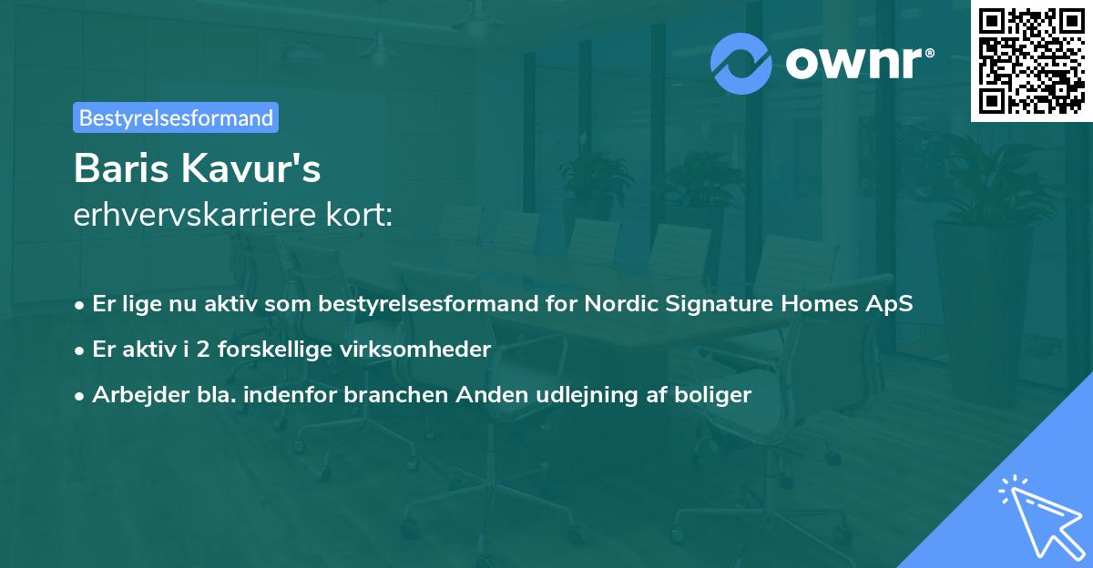 Baris Kavur's erhvervskarriere kort