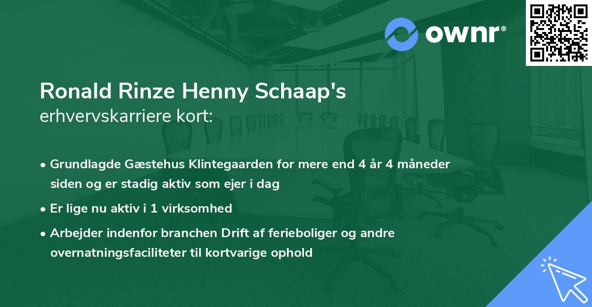 Ronald Rinze Henny Schaap's erhvervskarriere kort