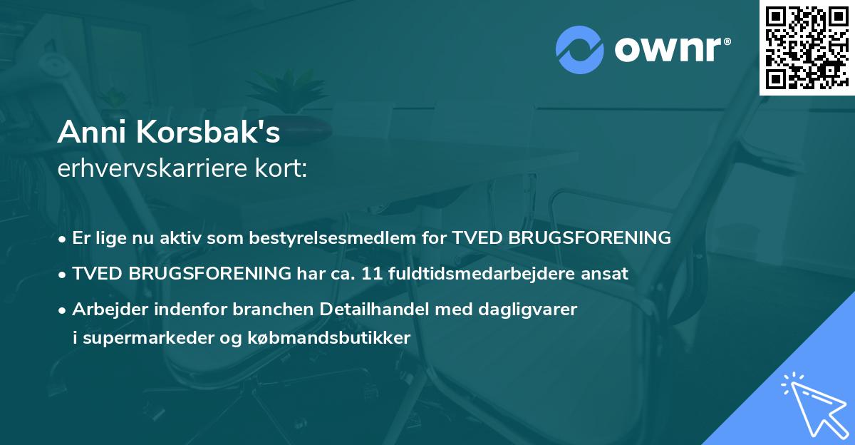 Anni Korsbak's erhvervskarriere kort