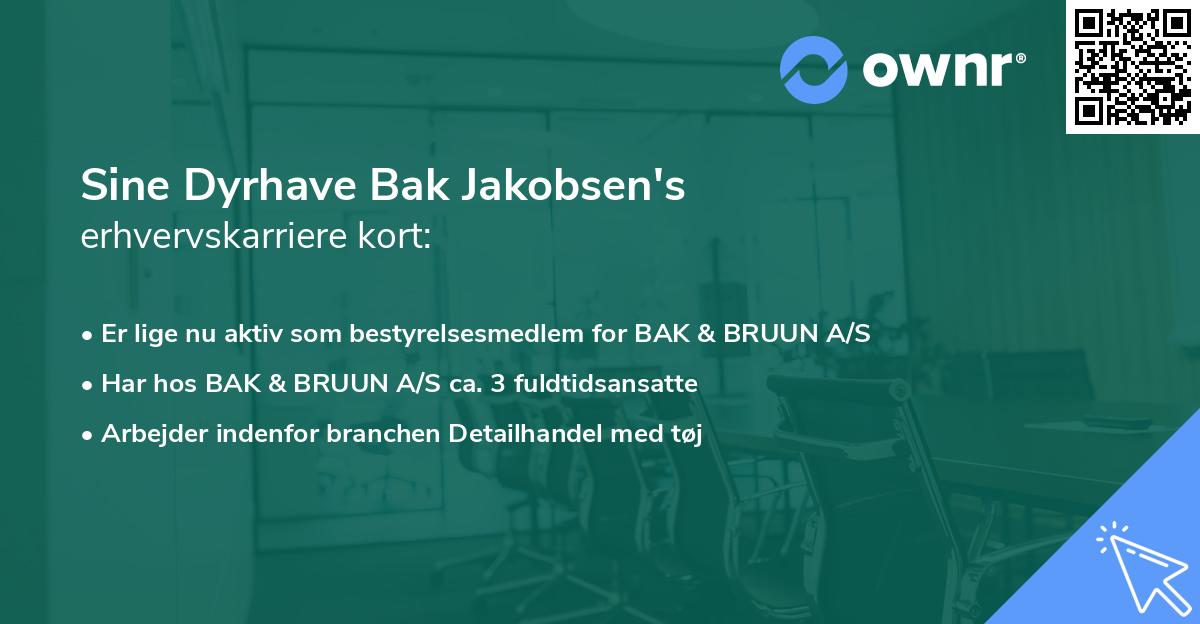 Sine Dyrhave Bak Jakobsen's erhvervskarriere kort