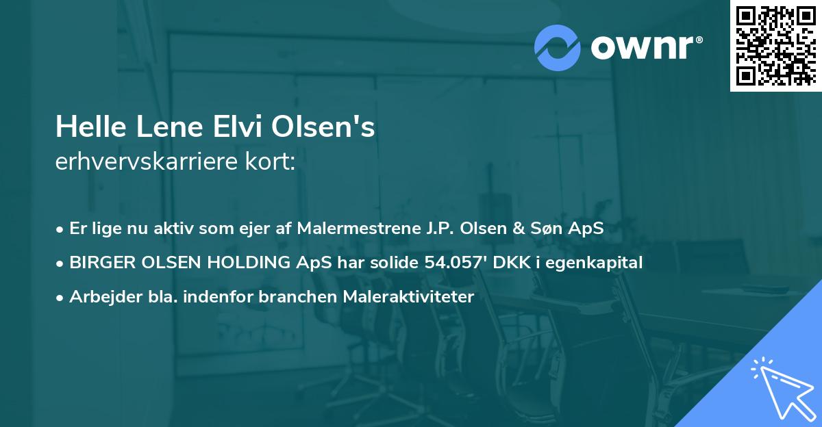 Helle Lene Elvi Olsen's erhvervskarriere kort