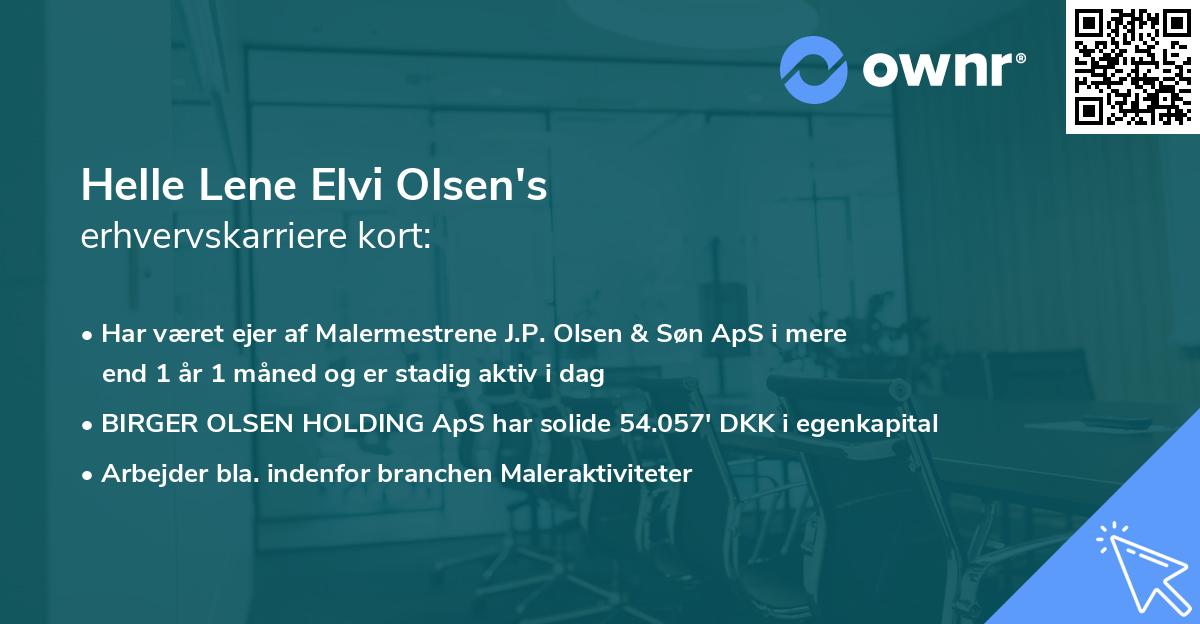Helle Lene Elvi Olsen's erhvervskarriere kort