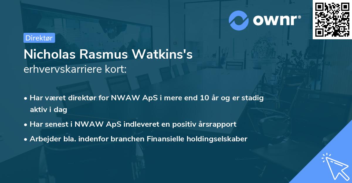 Nicholas Rasmus Watkins's erhvervskarriere kort
