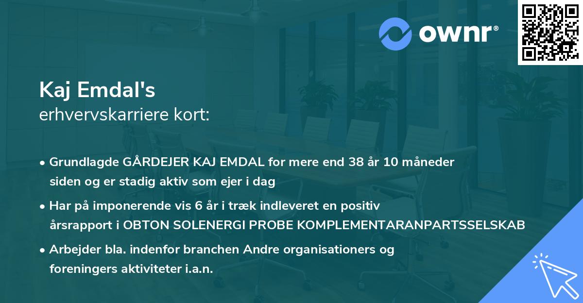 Kaj Emdal's erhvervskarriere kort
