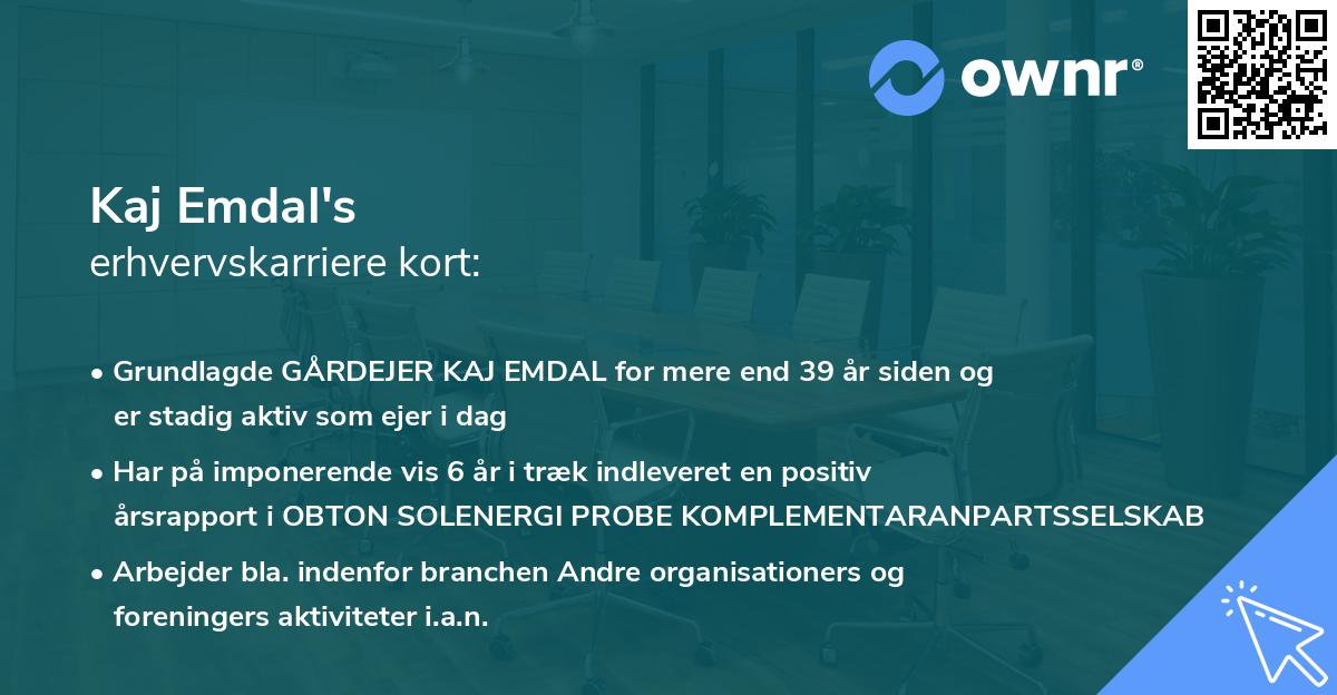 Kaj Emdal's erhvervskarriere kort