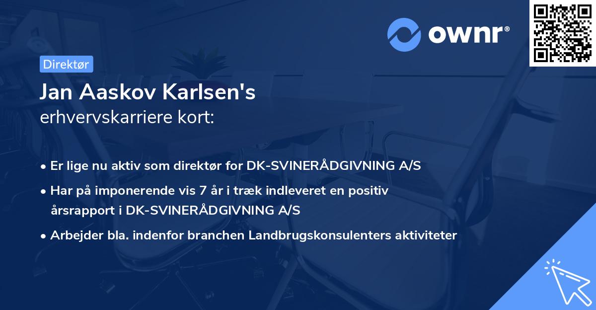 Jan Aaskov Karlsen's erhvervskarriere kort
