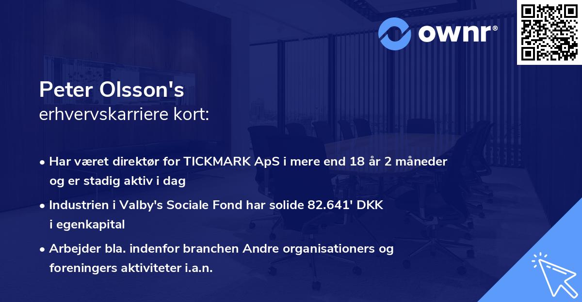 Peter Olsson's erhvervskarriere kort