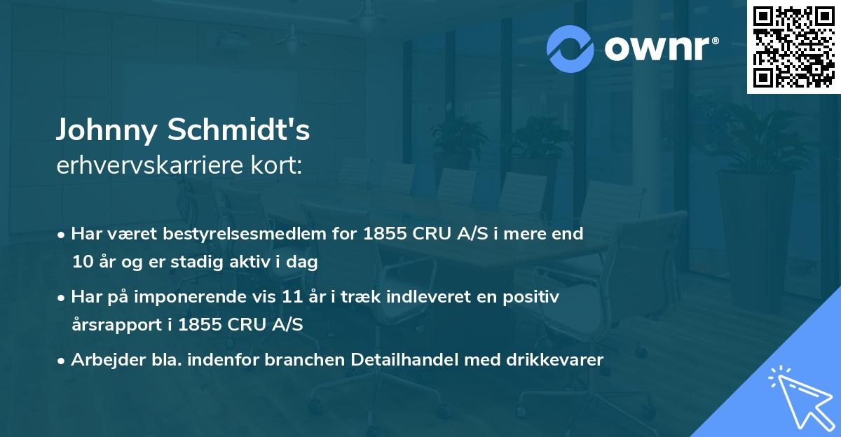 Johnny Schmidt's erhvervskarriere kort