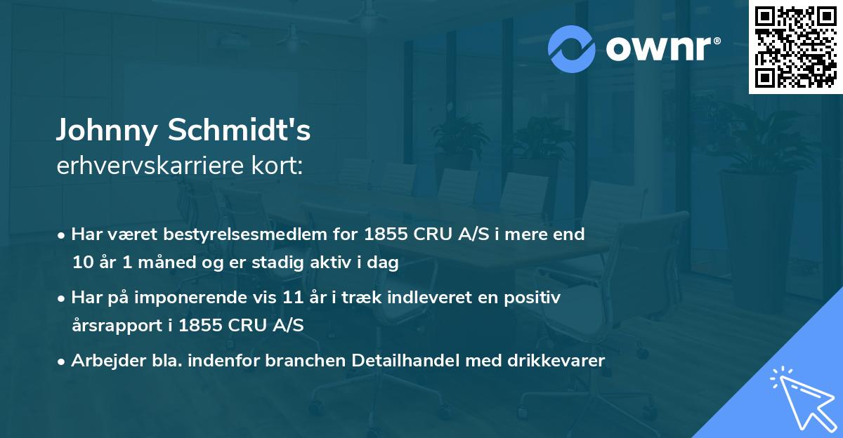 Johnny Schmidt's erhvervskarriere kort