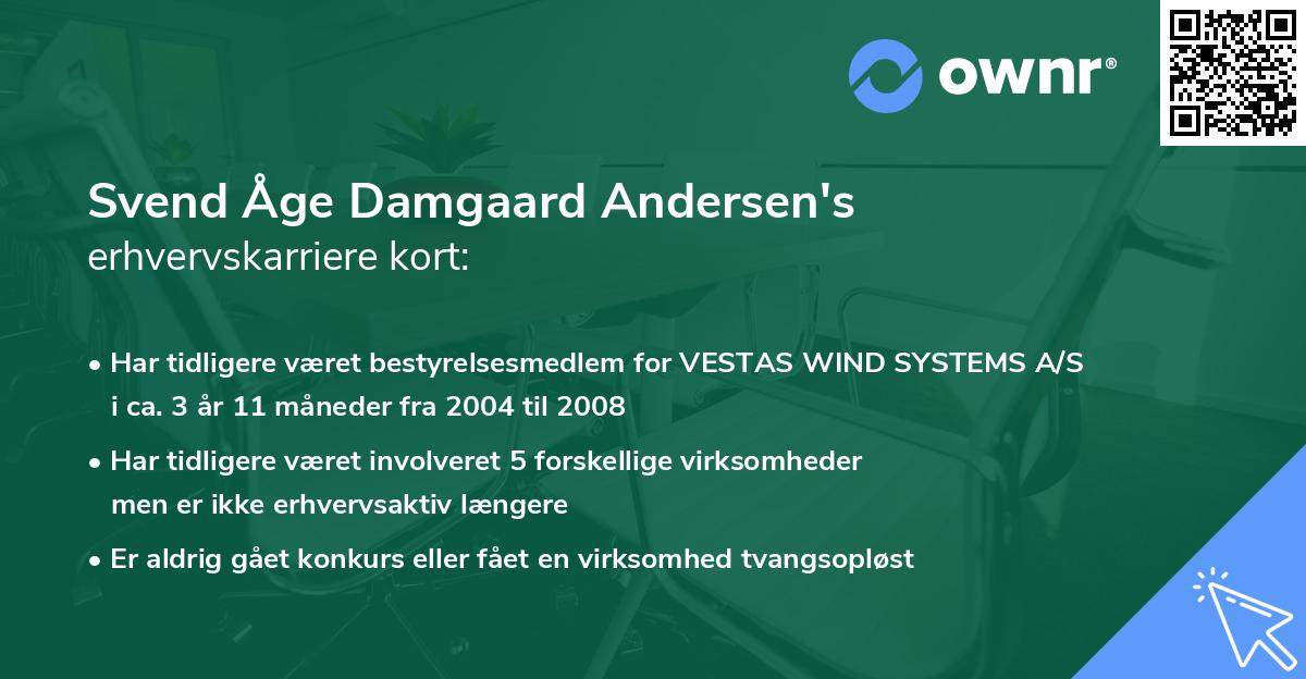 Svend Åge Damgaard Andersen's erhvervskarriere kort