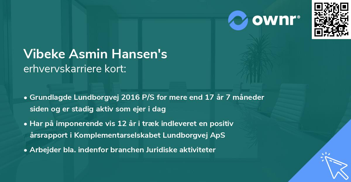 Vibeke Asmin Hansen's erhvervskarriere kort