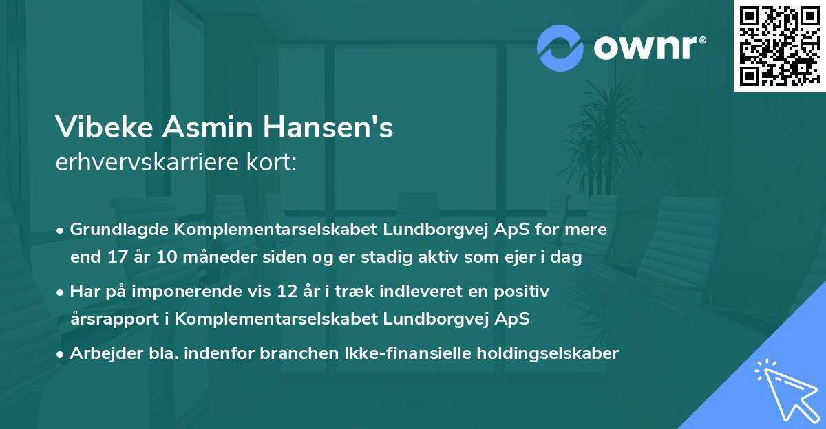 Vibeke Asmin Hansen's erhvervskarriere kort