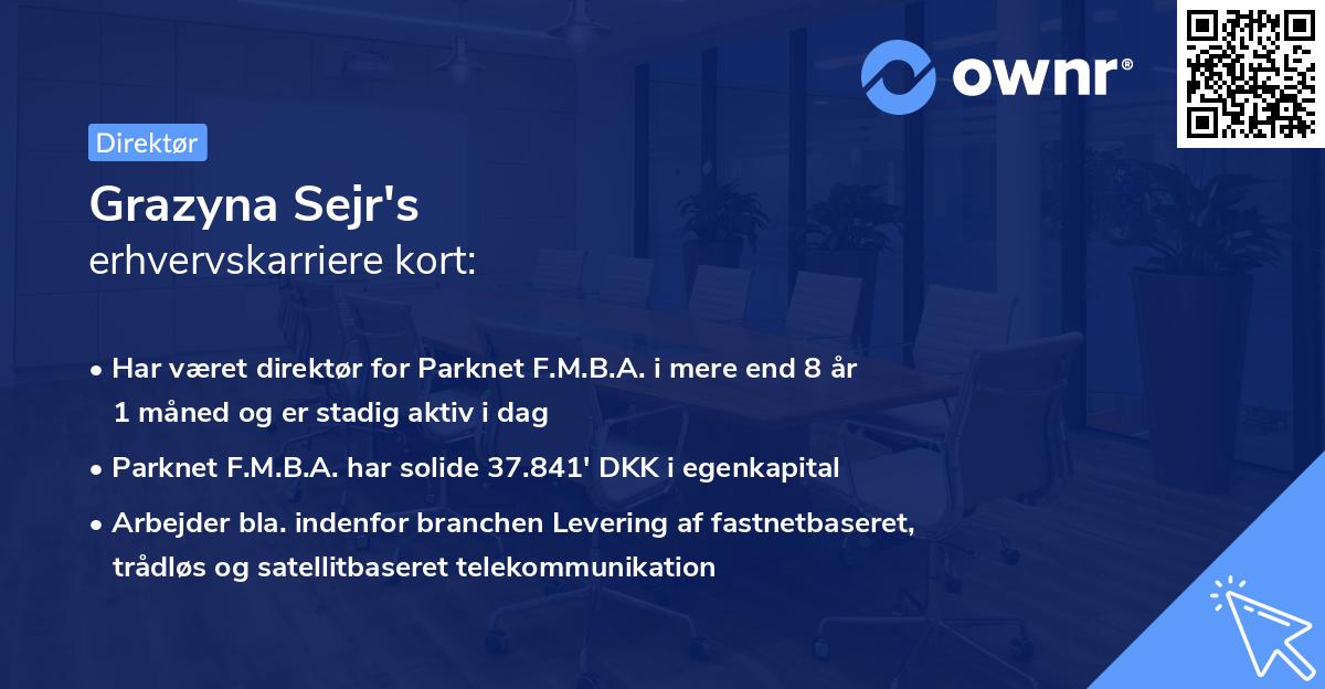 Grazyna Sejr's erhvervskarriere kort