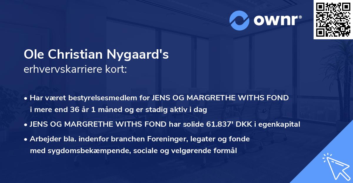 Ole Christian Nygaard's erhvervskarriere kort