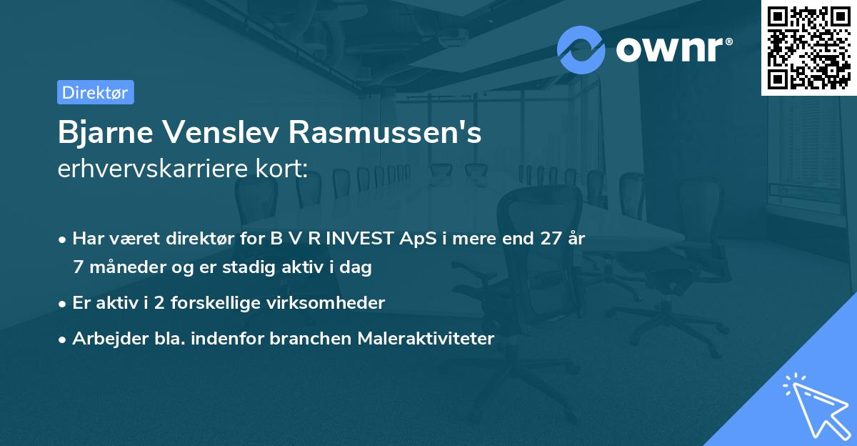 Bjarne Venslev Rasmussen's erhvervskarriere kort