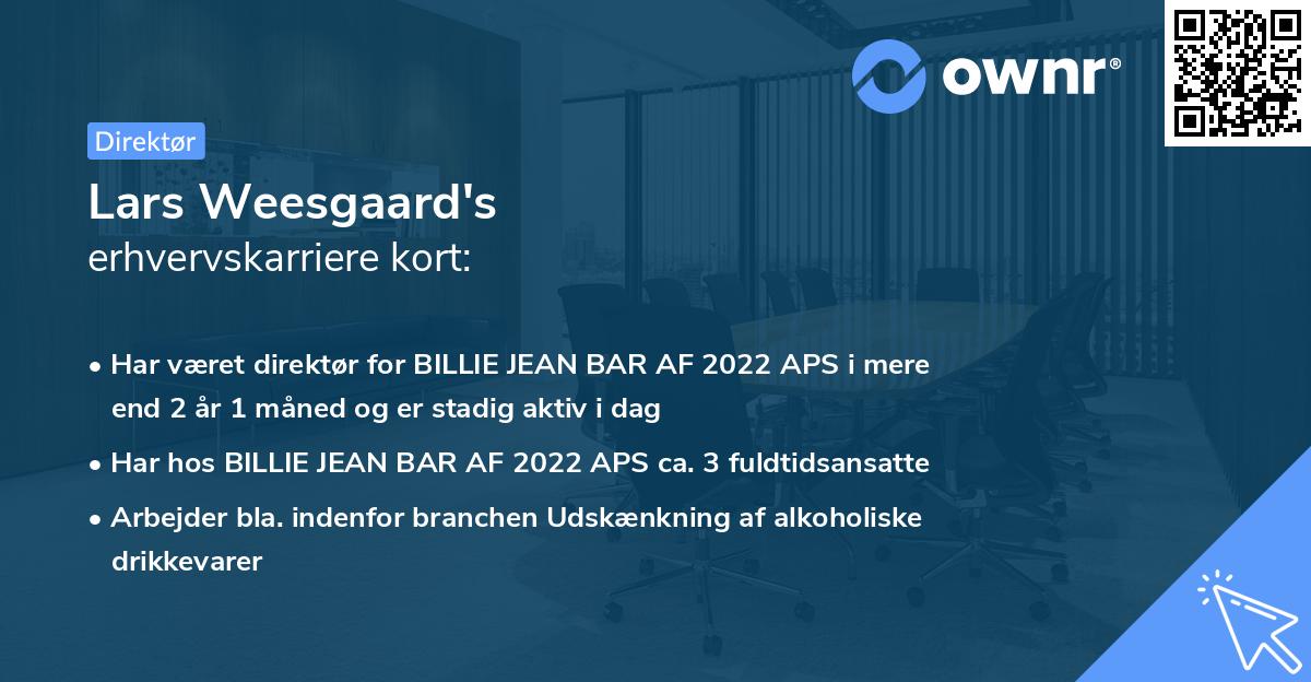 Lars Weesgaard's erhvervskarriere kort
